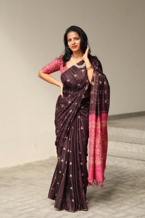Vastrangan tussar silk saree wholesale market for womens clothing